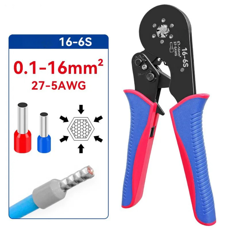 Crimpzange Für Rohrkabelschuhe Hsc816-6s 0,1–16 Mm²/27–5 Awg, Mini-crimpzange Für Große Kabelschuhe, Elektrische Crimpzange