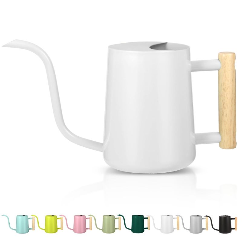 1-liter-gießkanne (35 Oz) Für Den Innenbereich, Edelstahl, Langer Ausguss, Modernes Design – Weiß
