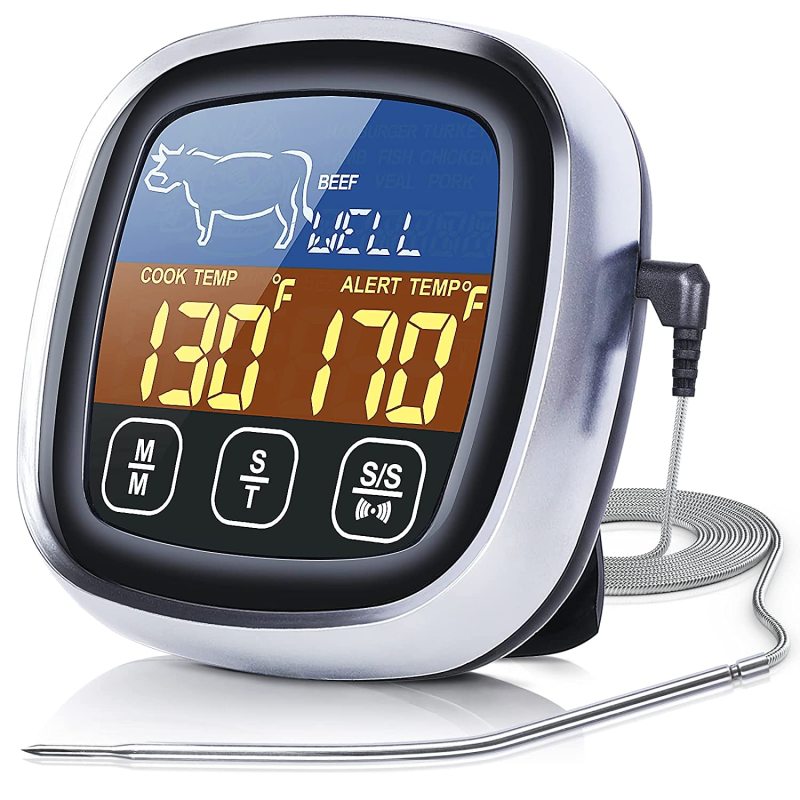 Digitales Kochthermometer Mit Lcd-touchscreen, Sofortablesung, Hintergrundbeleuchtung Und Langer Sonde (timer).