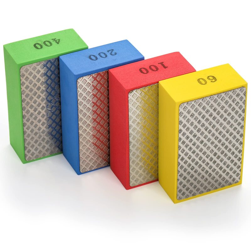 Set Aus 4 Manuellen Polierblöcken, Fliesenschneidern, Polierwerkzeugen Für Stein, Glas Und Schiefer (60/100/200/400 Mesh)