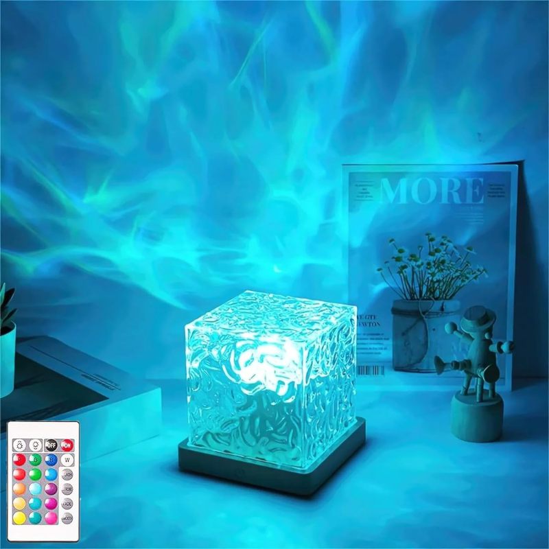Aurora Cube Nachtlicht Mit Wirbeleffekt, Kleines, Kreatives Nachttischlicht, Stimmungsvolles Flammenlicht, Romantisches Geschenk, Sternenhimmelprojektion