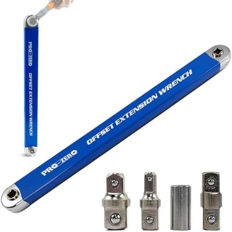 Blauer Multifunktions-ratschenschlüssel Mit Adapterkopf, Schlagkompensierter Ratschenschlüsselsatz (einschließlich 1/2-zoll-, 1/4-zoll- Und 3/8-zoll-vierkantadapter)