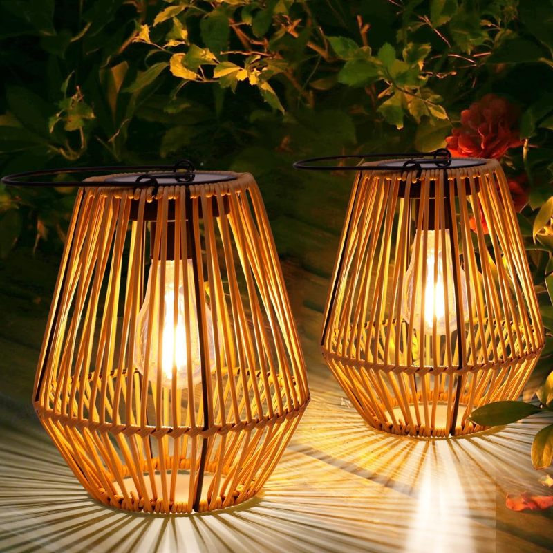 Solarbetriebene Lichterkette Aus Weide, Wasserdicht, Im Bohème-stil, 2er-set