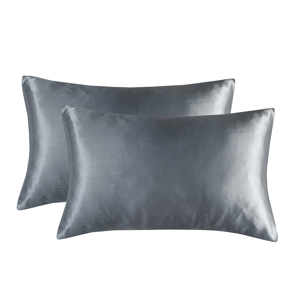 Taie D'Oreiller En Soie Simulée Pour Le Commerce Extérieur, Taie D'Oreiller En Satin, Taie D'Oreiller Unie En Gros, Literie Nantong En Gros, Gris Foncé Us-ck : 51102cm2 (2040in)