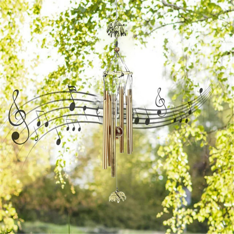 Windspiel Für Den Außenbereich Mit Einem Vollen Und Entspannenden Klang, Ein Erinnerungsgeschenk Für Mama, Ideal Für Terrasse, Veranda, Garten Und Hof, Aus Bambus Und Kupferrotem Aluminium.