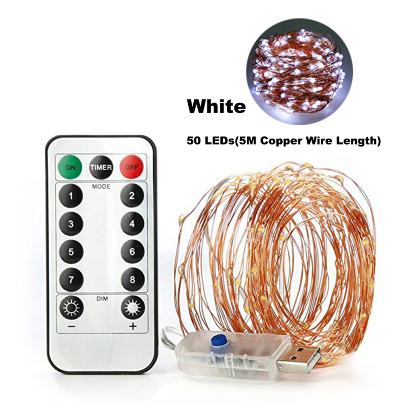 Led-lichterkette, 8 Modi Mit Fernbedienung, 50 Lichter, Kupferdraht, 5 M (gold)