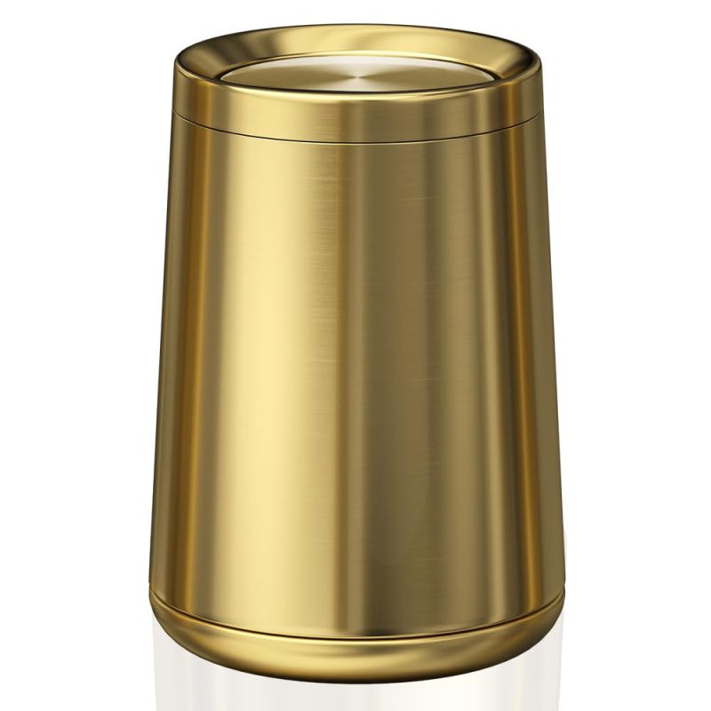 Abfalleimer Aus Gebürstetem Edelstahl Mit Schwingdeckel, 10 Liter, Ideal Für Badezimmer, Wohnzimmer, Schlafzimmer Und Hotels (goldene Farbe).