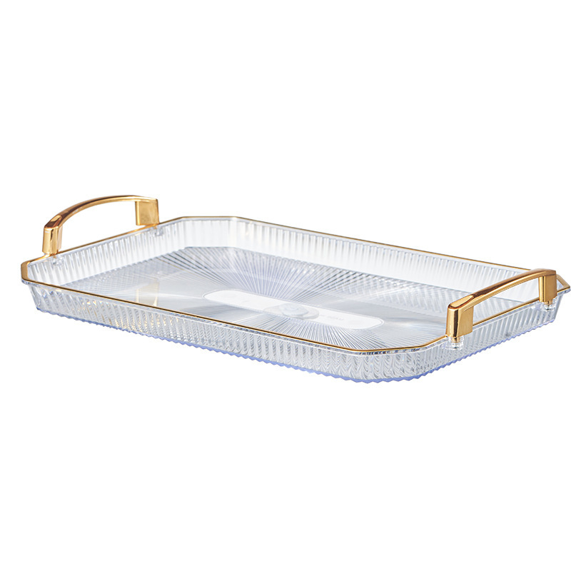 Rechteckiges, Goldfarbenes Multifunktionstablett (40,7 X 27,6 X 5,5 Cm)