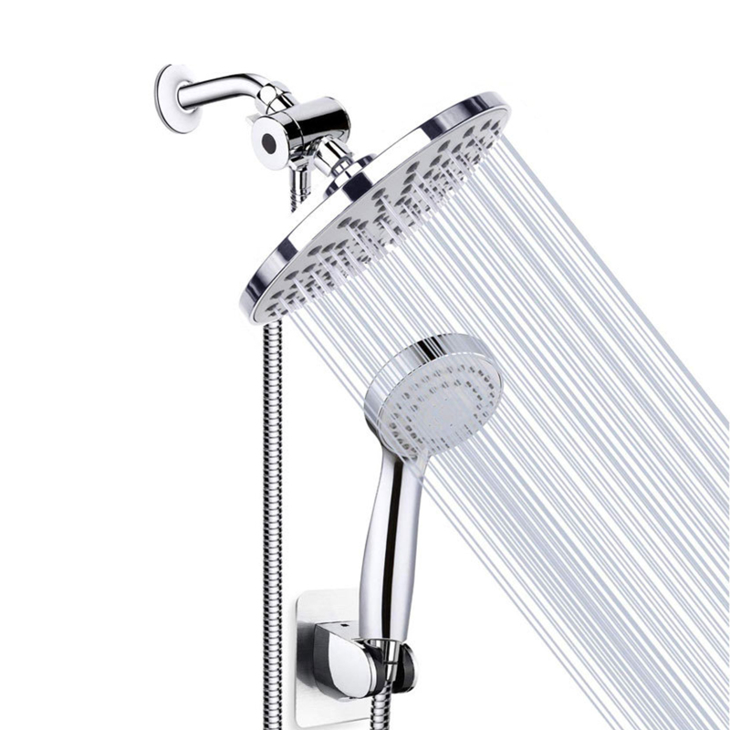 Regenduschset: 20 Cm Duschkopf, 3-strahl-handbrause, Schlauchhalter, 3-wege-umsteller, Polierte Chromoberfläche, Hochdruck.