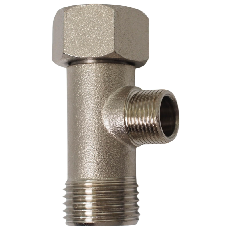 T-förmiger Bidet-adapter – 3-wege-t-stück Aus Messing (1/2 X 1/2 X 3/8 Oder 9/16 Zoll), Vernickelt