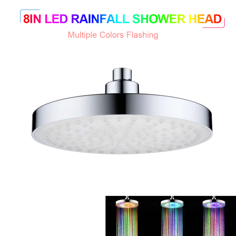 Runder Led-regenduschkopf, 20 Cm, Mehrfarbig, Mit Automatischem Farbwechsel, Für Badezimmer