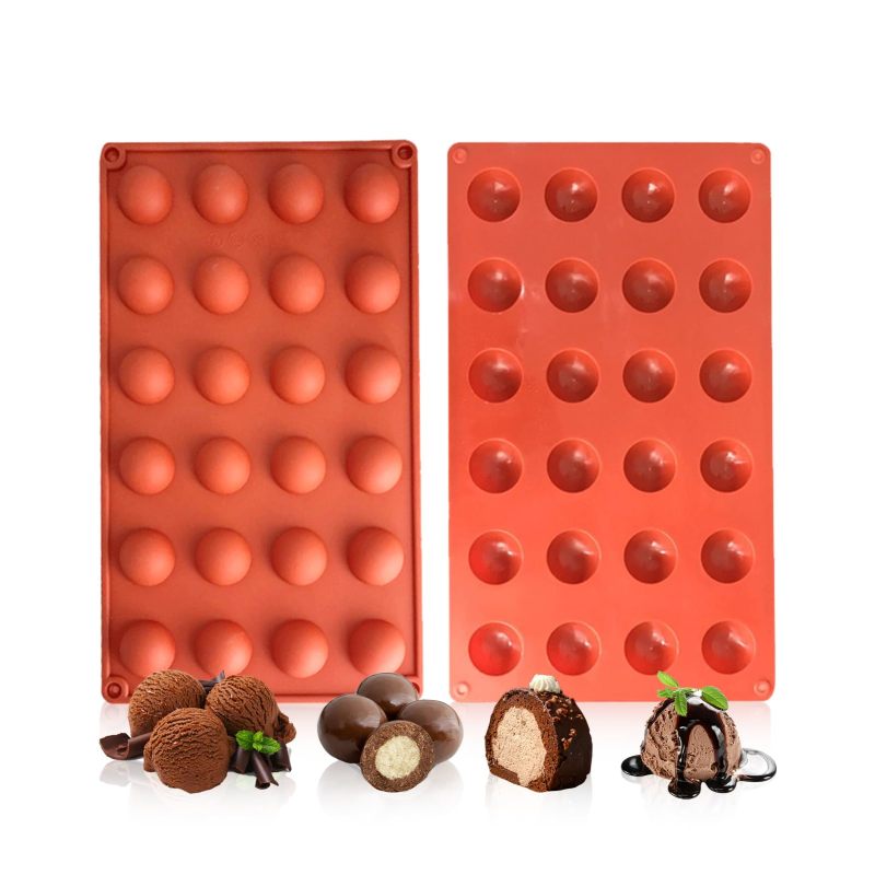 Runde Silikon-schokoladenform: 24 Mini-halbkugeln, Antihaftbeschichtung, Bpa-frei, Ideal Für Hausgemachtes Gebäck Und Süßwaren.