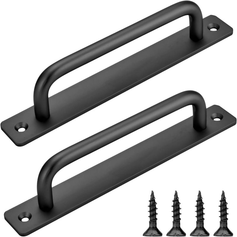 2 Schwarze Griffe Aus Aluminiumlegierung, 180 Mm/7 Zoll, Geeignet Für Schiebetüren, Scheunentüren, Schränke, Kleiderschränke, Schubladen Und Gartenhäuser.