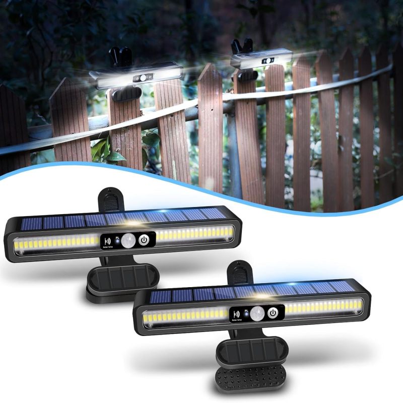 Solar-außenleuchte Mit Bewegungsmelder (2er-pack): Wasserdichte Gartenleuchte Zum Anklemmen, 36 Leds, Tragbare Solar-sicherheitsleuchte Mit 6000k Weißem Licht (schwarz)
