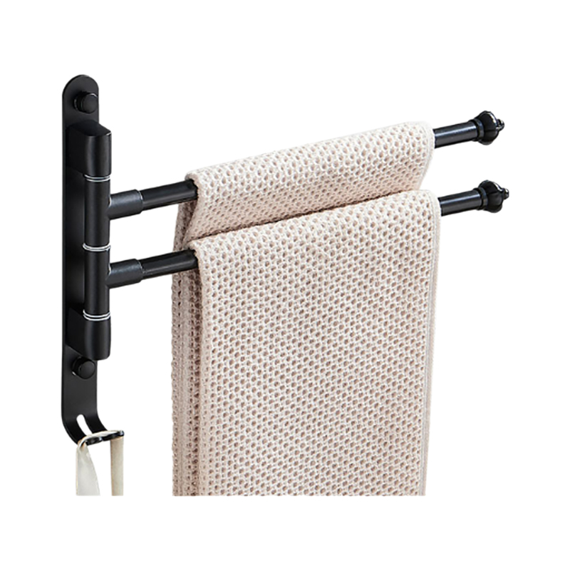Schwenkbarer Handtuchhalter Mit Haken, 2 Stangen, Klappbaren Armen, Aluminium-wandhalterung Für Bad Und Küche.