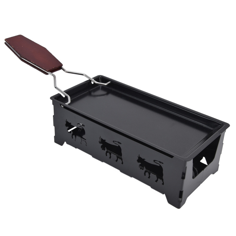 Mini-raclettegrill Mit Schwarzem Griff, Rechteckiges Kochutensil Für Käse