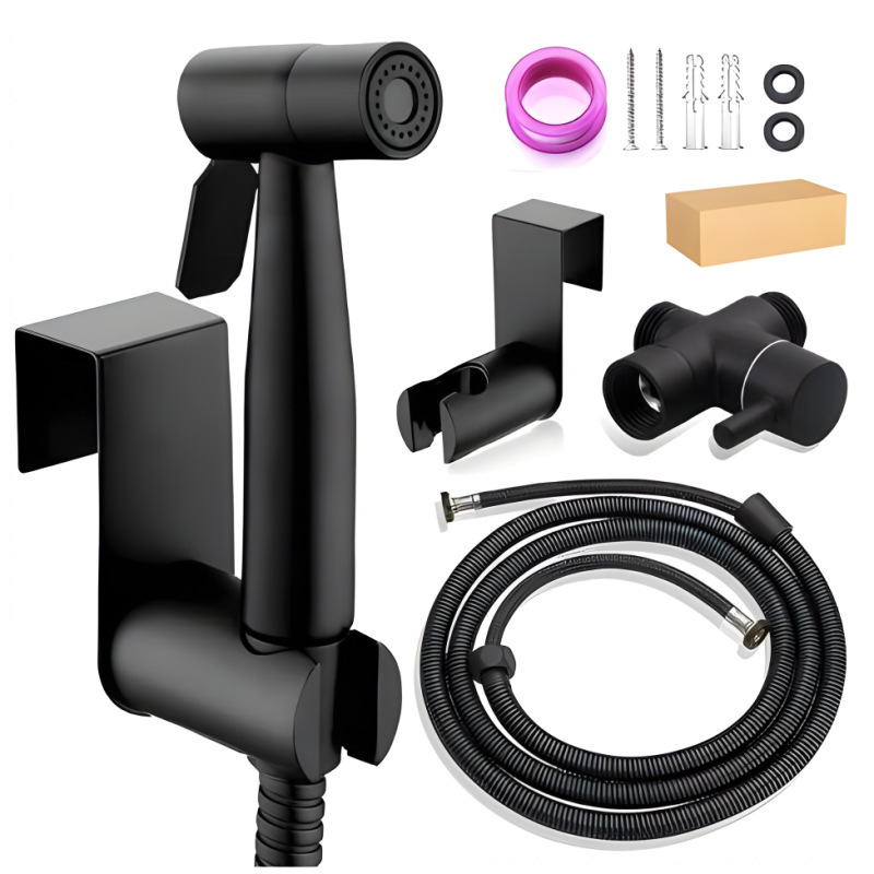 Schwarzes Bidet-duschset Aus Edelstahl 304 Für Toiletten Und Badezimmer Mit Druckspüldüse.