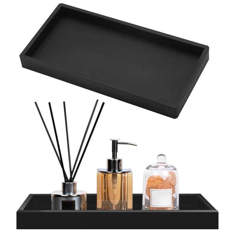 Aufbewahrungstablett Fürs Badezimmer – Bietet Platz Für Kerzen, Seife, Handtücher, Parfüm, Shampoo Und Schmuck – Schwarz (2er-set)