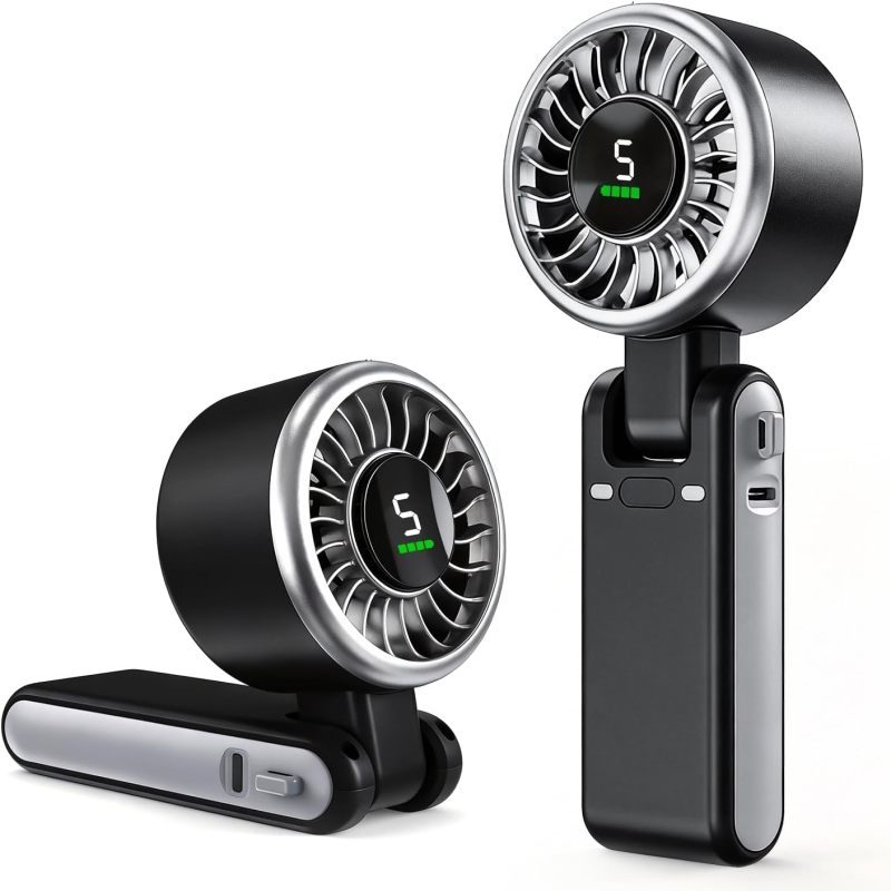 Tragbarer Handventilator, 5 Geschwindigkeitsstufen, Batteriebetrieben, Bis Zu 13 Stunden Akkulaufzeit, Mini-ventilator Für Unterwegs, Strand, Urlaub Und Outdoor-aktivitäten.