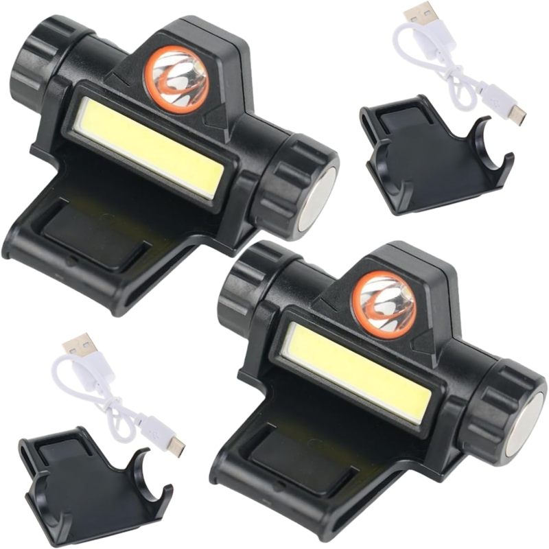 Schweißhelm-beleuchtungsset (2 Gruppen) Leistungsstarke Stirnlampe Mit Zwei Drehbaren Lichtquellen, Magnetclip, Usb-ladefunktion, Wasserdicht.
