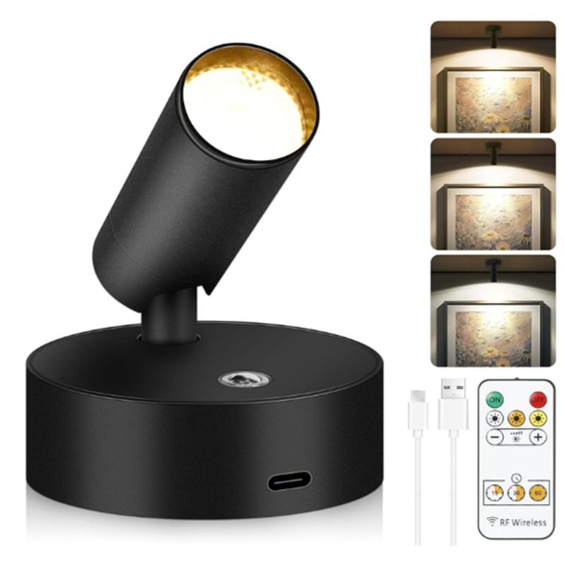 Kabelloser Led-fluter Für Den Innenbereich Mit Einstellbarer Helligkeit, Timer Und Mehreren Farbtemperaturen (schwarz)