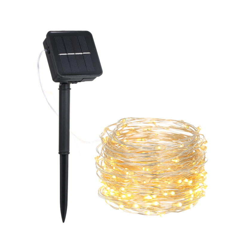 Solar-lichterkette 6w, 10m, 100 Leds, Kupferdraht, 8 Modi, Ip65, Warmweiß (10m)
