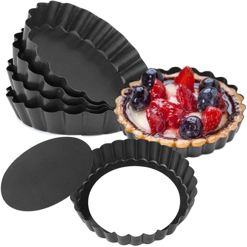Kleine Antihaftbeschichtete Tartelette-förmchen, 10 Cm Mini-quiche-förmchen Mit Herausnehmbarem Boden, 6er-set