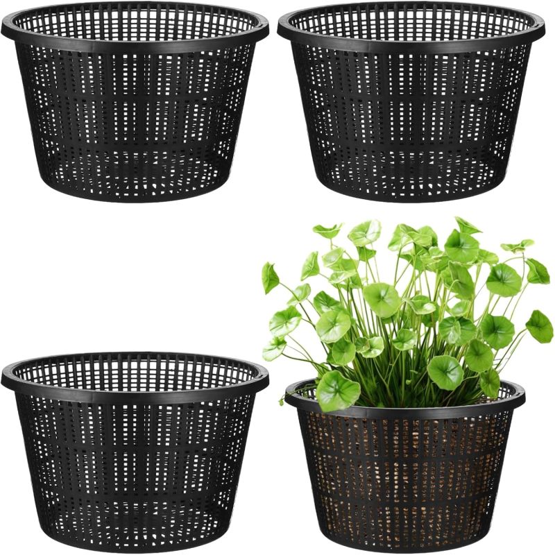 Set Mit 4 Hydrokultur-netztöpfen, 21 Cm, Kunststoffkörbe Mit Schlitzen Für Wasserpflanzen Und Orchideen (schwarz)