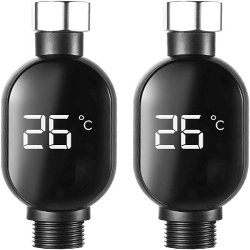 Dusche Mit Schneller Temperaturregelung Und Echtzeitüberwachung, Massiver Stahl, Schwarz, Set Mit Zwei Duschköpfen (mit Wasserdichten Dichtungen)