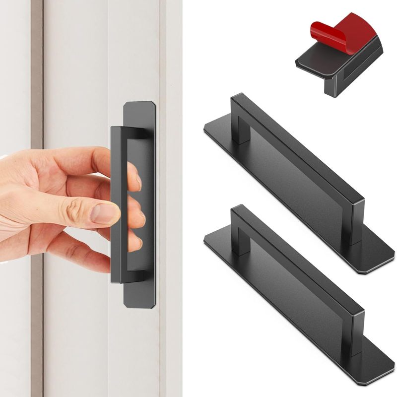 Set Aus 2 Quadratischen Türgriffen Aus Edelstahl, Die Ohne Bohren Für Glastüren Und Fenster, Balkontüren, Schiebetüren, Schranktüren, Schubladen Usw. Geeignet Sind.