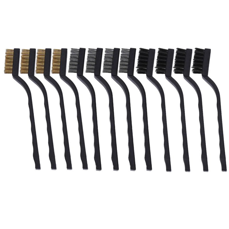 3d-druckerdüsen-reinigungsdrahtbürste, Nylon, Edelstahl, Messing, Kupfer, Gebogener Griff (12er-packung)