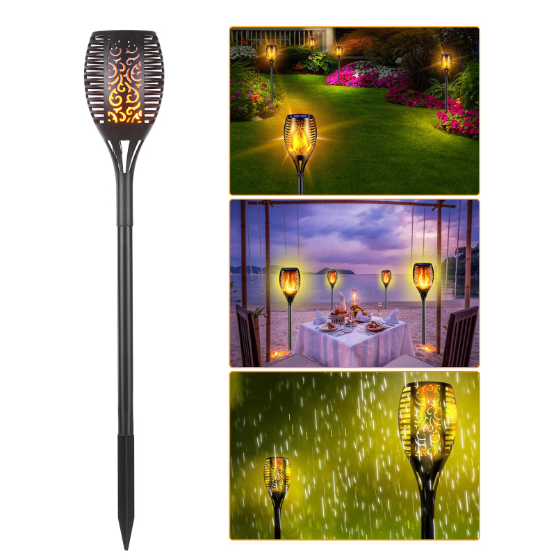 Wasserdichte Solar-fackel Mit Flackerndem Flammeneffekt, 96 Leds, Außenbeleuchtung, Solar-pollerleuchten, Landschaftsdekoration, Automatische Ein-/ausschaltung.