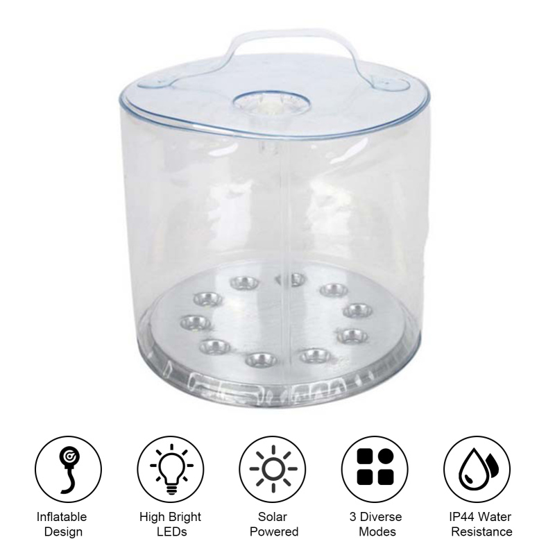 Aufblasbare Led-solarlaterne, Faltbar, Wasserabweisend (ip44), 3 Lichteffekte, 600-mah-akku, 3 Beleuchtungsmodi