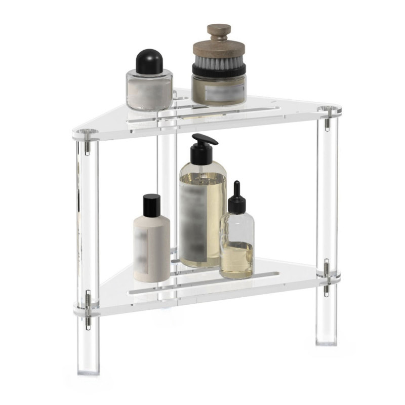 Acryl-eckduschregal Mit 2 Ebenen, Freistehend, Mit Durchbrochener Struktur, Ideal Für Badezimmer, Schlafzimmer Oder Küche.