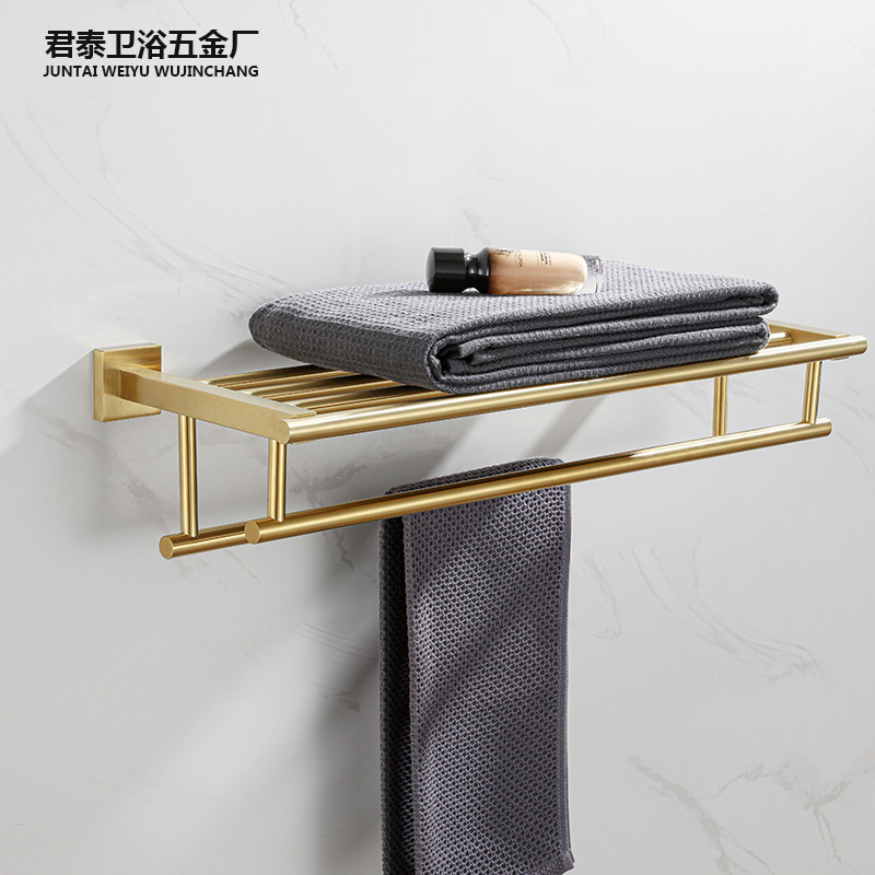 Doppellagiger, Quadratischer Handtuchhalter Für Das Badezimmer Aus Edelstahl 304, Goldfarben