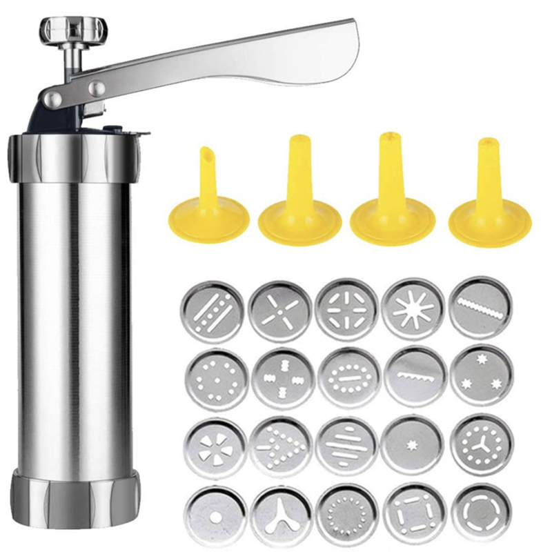 Kekspresse-set Inklusive 20 Scheiben Und 4 Spritztüllen Zum Herstellen Und Dekorieren Von Hausgemachten Keksen.