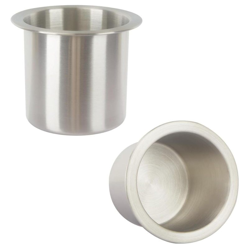 Set Aus 2 Eingelassenen Becherhaltern, Edelstahl 304, Silber (pokertisch-stil)