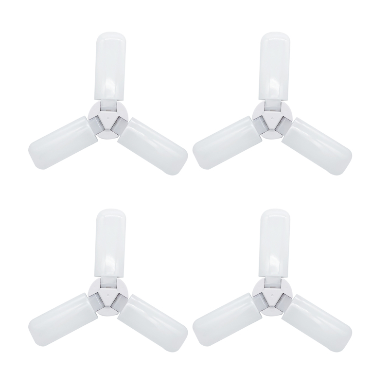 Led-garagendeckenleuchten 6000 Lm 6500 K E27/e26 3 Verstellbare Paneele (4 Stück)