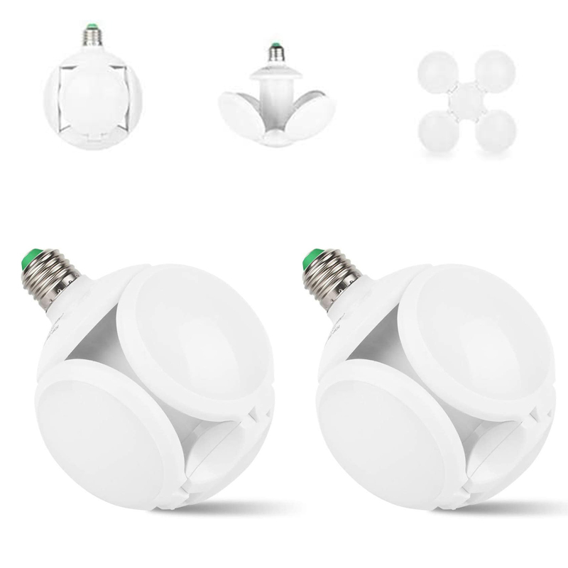 Set Mit 2 Faltbaren E27 Led-fußballlampen, 40 W, 4 Verstellbare Paneele, 6500 K (tageslicht)