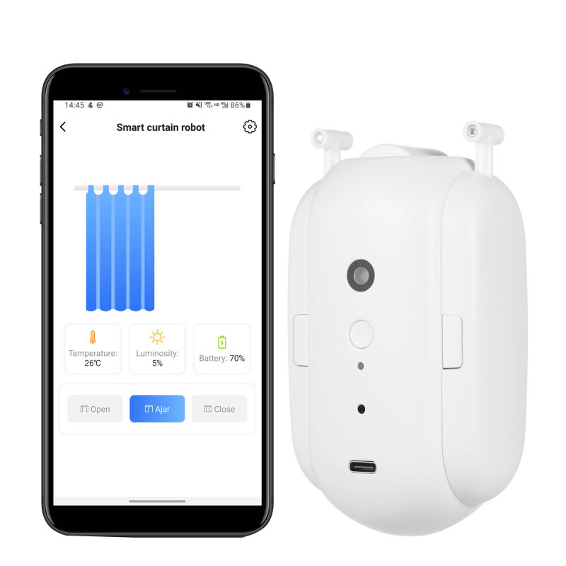 Bluetooth-fähiger Roboter-vorhangöffner/-schließer, Drahtloser Smart-motor, Timer, Sprachsteuerung, Kompatibel Mit Google Assistant (für Gardinenstangen)