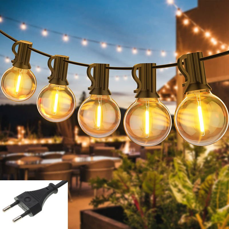 Wasserdichte G40 Led-lichterkette, 110v/220v, Für Den Außenbereich, Weihnachten, Camping (warmweiß)
