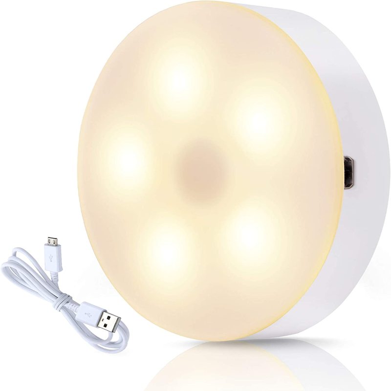 Rtsu Diy Wiederaufladbare Touch-lampe Zum Anbringen An Beliebigen Stellen, Led-nachtlicht Mit Berührungsschalter (stufenloser Dimmer, Speicher Der Letzten Einstellung, Integrierter Akku, Warmes Licht)