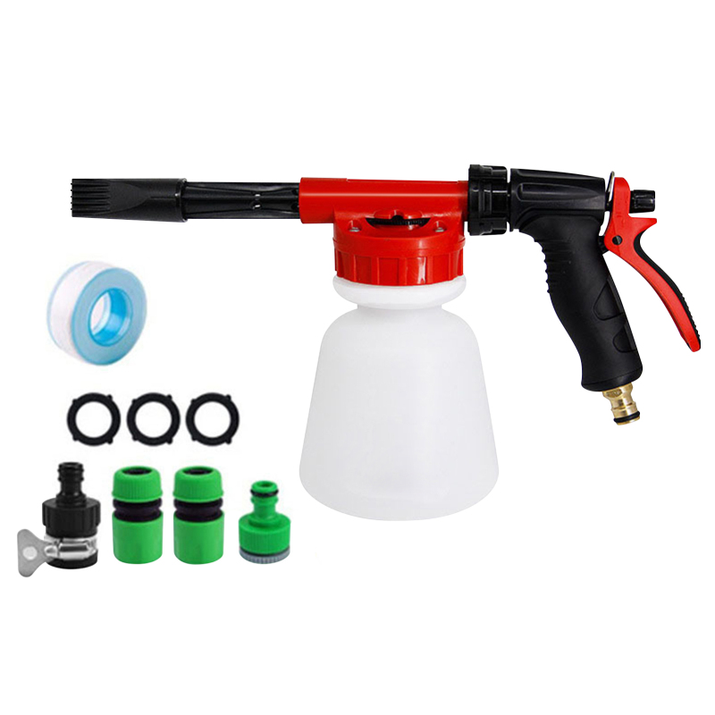 Schaumsprühgerät Für Die Autowäsche Und Automatische Bewässerung, Mit Verstellbarem Spender, Seifenschaumdüsen-set, 1-liter-flasche Und Universalanschlüssen.
