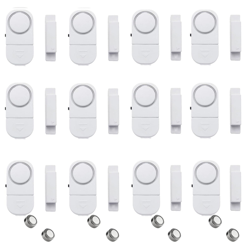 Packung Mit 12 Tür- Und Fensteralarmen Für Die Kindersicherheit: Drahtloser Alarm Für Die Sicherheit Von Haus, Auto, Gartenhaus Und Wohnwagen (weiß).