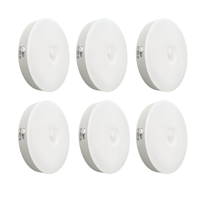 Bewegungsmelder-nachtlicht, Wiederaufladbare Led-lampe Per Usb, Intelligenter Sensor (weiß, 6er-pack)