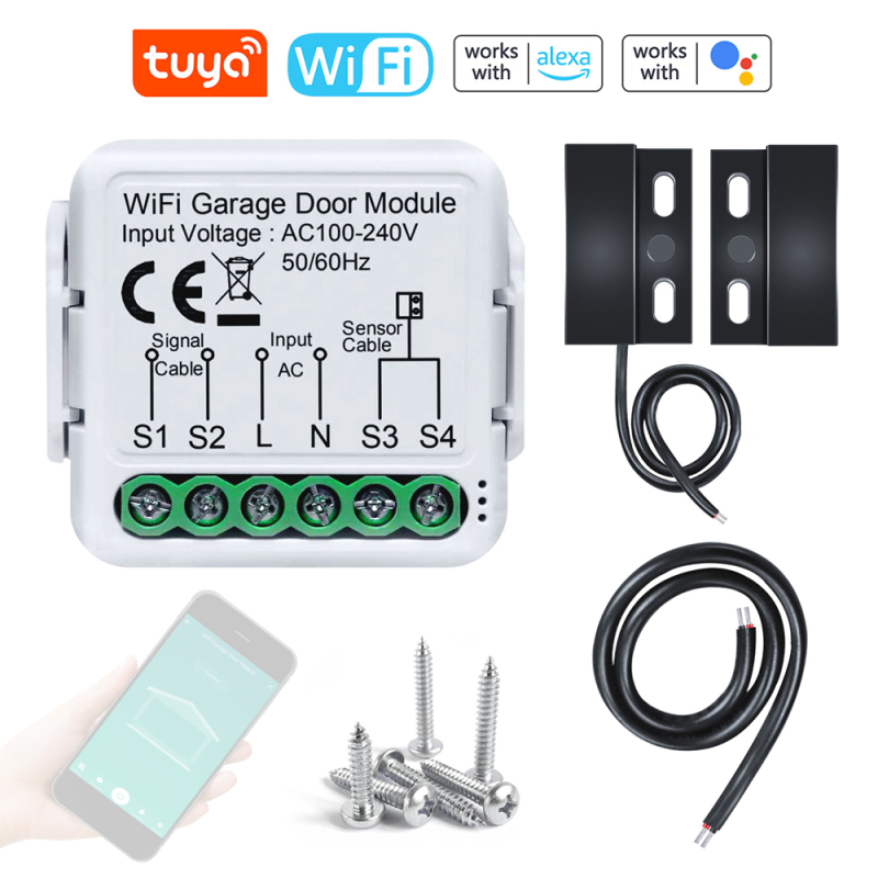 Tuya Wifi-fernbedienung Für Garagentore, Kompatibel Mit Google Home Und Sprachsteuerung, Fernsteuerbar Über Mobile Anwendung Und Smartphone.