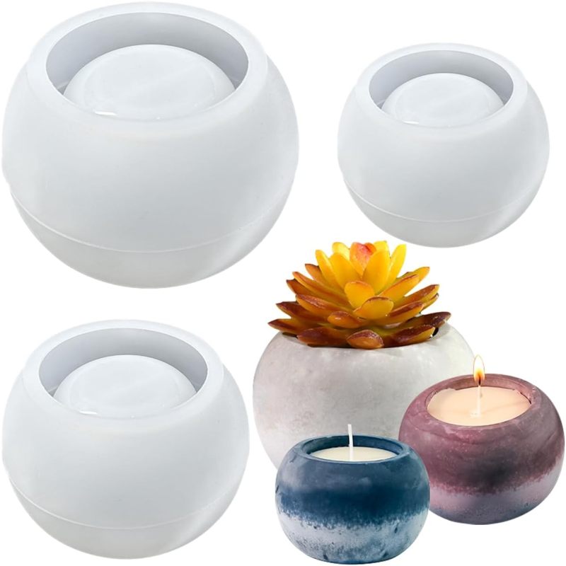 Set Aus 3 Runden Betonformen Für Kerzen, Runde Blumentöpfe, Schmuckkästchen, Aufbewahrungsbehälter, Vasen, Stifthalter (silikonform).