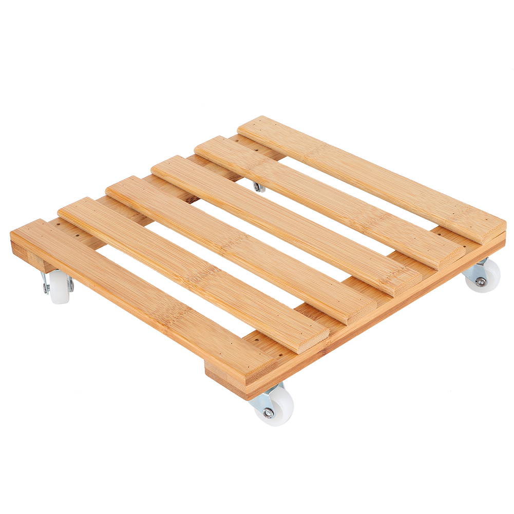 Étagère À Fleurs Mobile En Bambou Avec Roulettes Pour Plantes En Pot, Idéale Pour Terrasse Et Jardin.