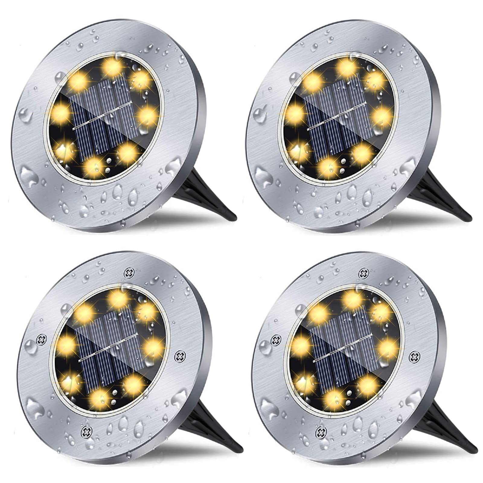 Lampes Solaires De Jardin Étanches, Lampes Solaires De Jardin Enterrées Étanches Et Lumineuses Améliorées, Éclairage Paysager Pour Allée, Cour, Terrasse, Pelouse, Patio, Chemin.