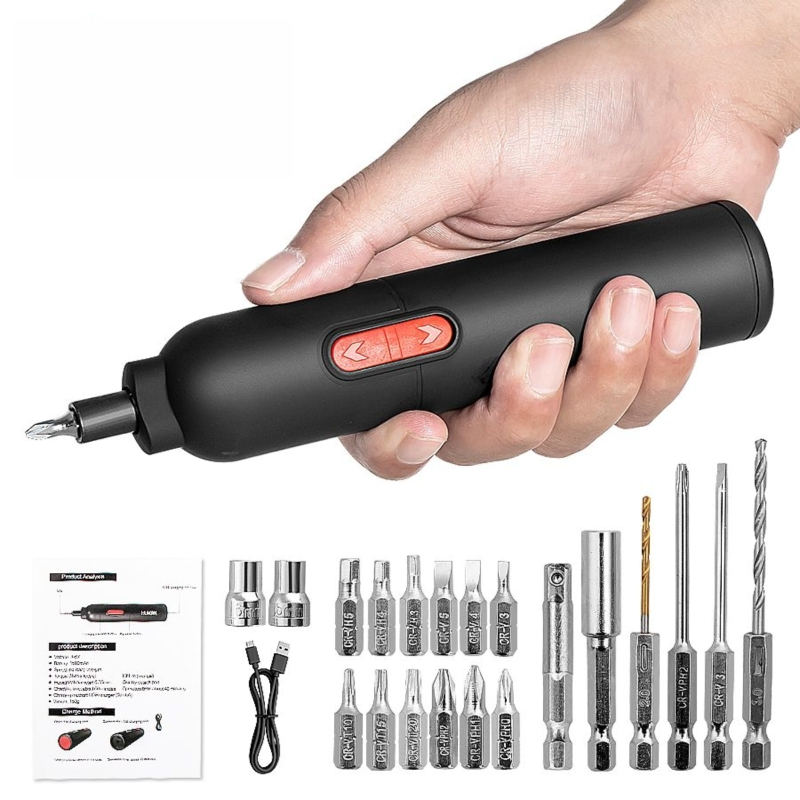 Elektrisches Schraubendreher-set, 3,6-v-akkuschrauber Mit Leistungsstarkem 230-u/min-motor, Usb-c-anschluss, 20 Bits Für Möbel- Und Elektroarbeiten